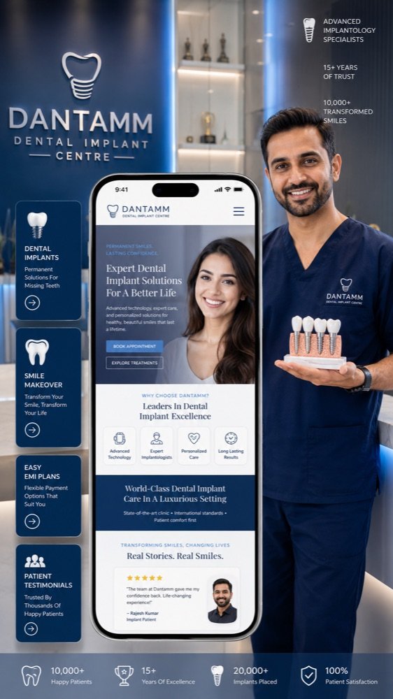 Dantamm Dental Implant Centre — brand and website showcase